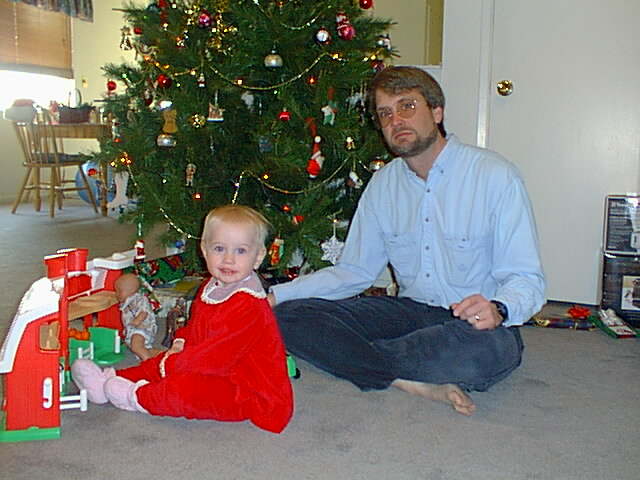 Christmas 98, Aurora with her farm and puzzled Dad