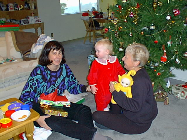 Christmas 98, Aunt Helen and  Aurora with her new 
Teletubby!